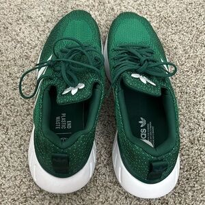 Adidas Green and White Athletic Shoes